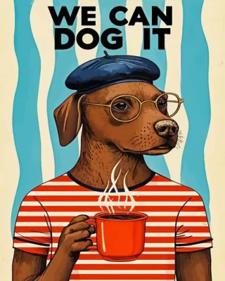 Dog Drinking Coffee Paint By Numbers 