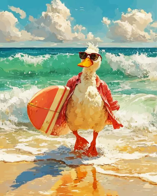 Duck surfing paint by number Duck Surfing Paint By Numbers