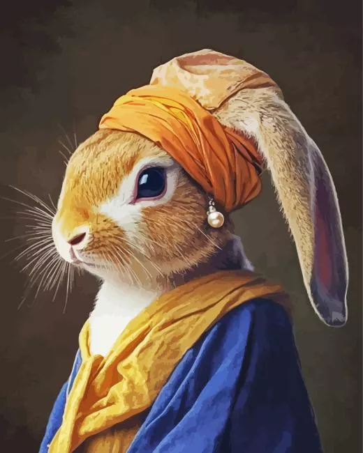 Elegant Rabbit paint by number Rabbit With Pearl Paint By Numbers