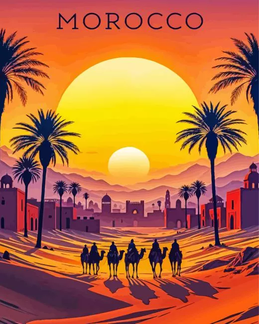 Morocco Sunset paint by number Morocco Sunset Paint By Numbers