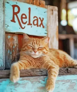 Relaxed Cat Paint By Numbers