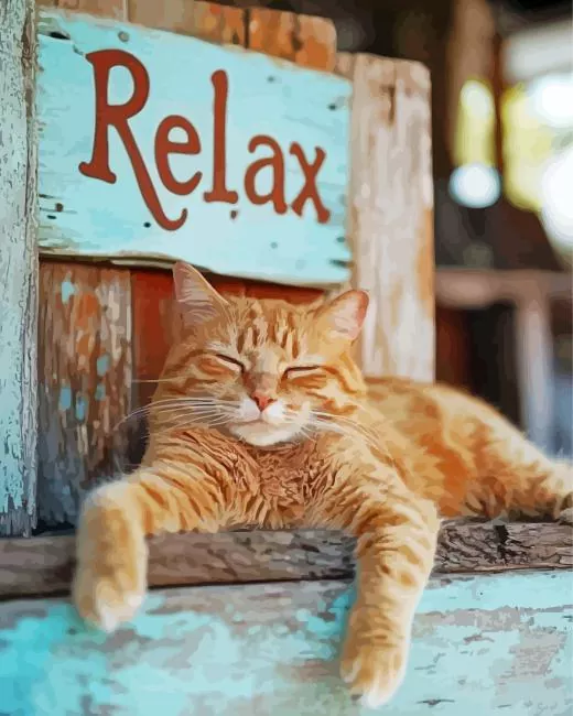 Relax paint by number Relaxed Cat Paint By Numbers