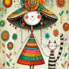 Whimsical Lady And Cat Paint By Numbers