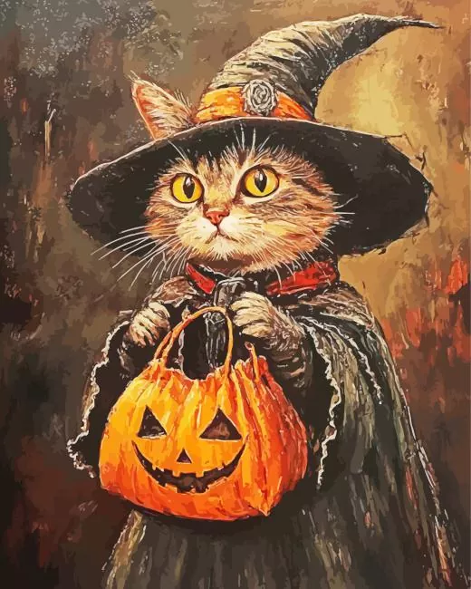 Witch cat paint by number Witch Cat Paint By Numbers
