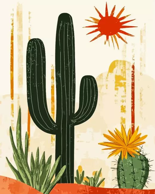 cactus art paint by numbers Cactus Art Paint By Numbers