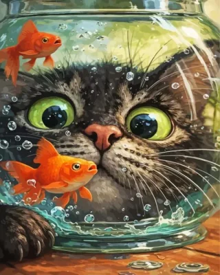 Cat And Fish Paint By Numbers 