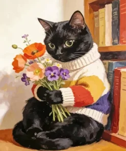 Cat And Flowers Paint By Numbers