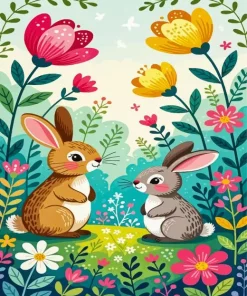 Cute Rabbits Paint By Numbers