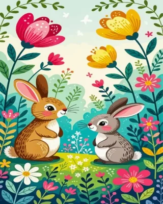 Cute Rabbits Paint By Numbers