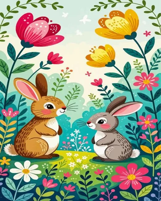 cute rabbits paint by numbers Cute Rabbits Paint By Numbers