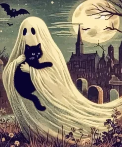 Ghost And Cat Paint By Numbers