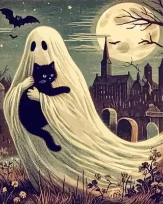 Ghost And Cat Paint By Numbers