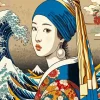 Lady And Big Wave Paint By Numbers