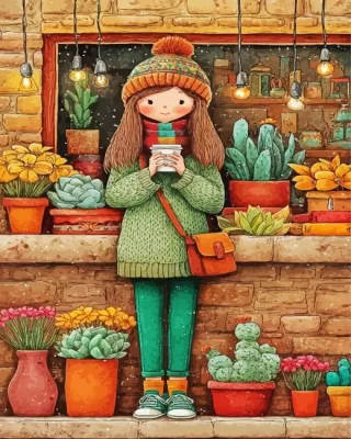 Lady And Her Coffee Paint By Numbers 