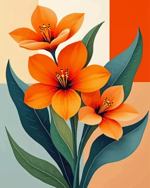 orange flowers paint by numbers Orange Flowers Paint By Numbers