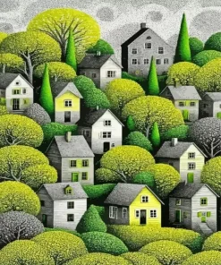 Whimsical Houses Paint By Numbers