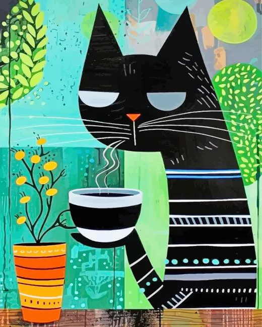 whimsical cat art paint by number Whimsical Cart Art Paint By Numbers