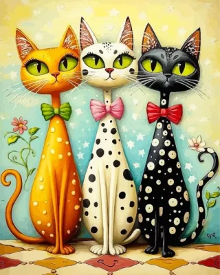 Whimsical Cats Paint By Numbers