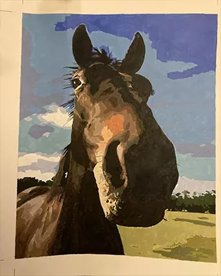 A beloved horse brought to life through personalized paint by numbers art