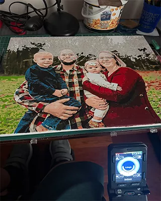 A heartwarming family scene recreated from a treasured photograph