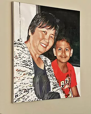 Cherished family memory recreated as a personalized paint by numbers portrait on canvas