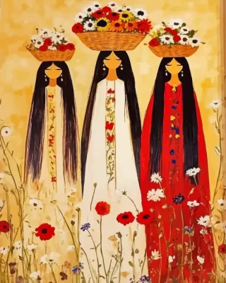 Ladies With Long Hair Paint By Numbers é