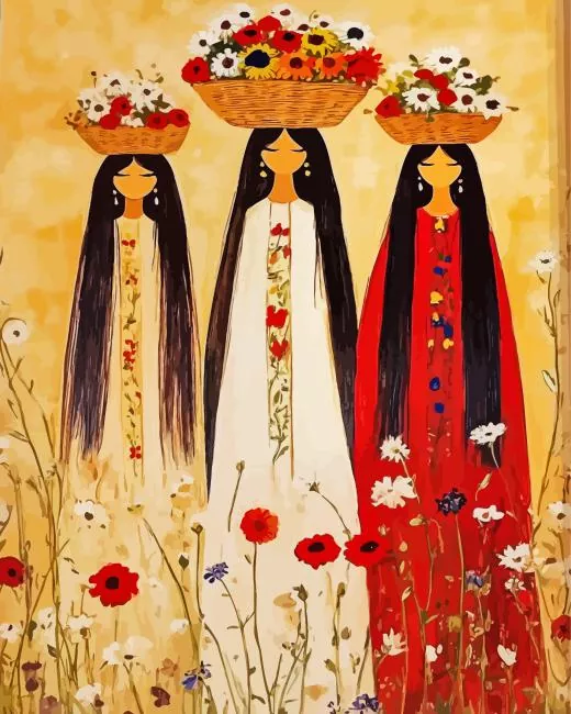 Ladies with long hair paint by numbers