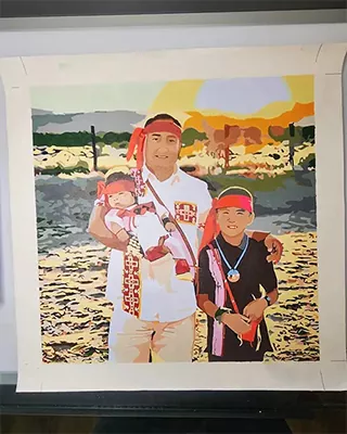 Meaningful family portrait transformed into a personalized paint by numbers canvas
