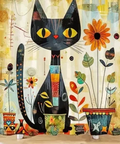 Whimsical Black Cat Paint By Numbers