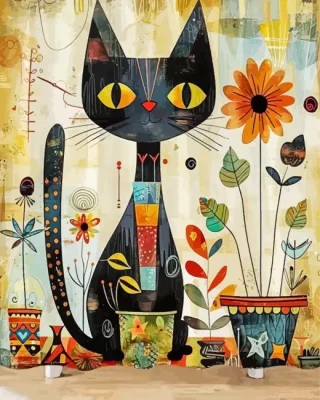 Whimsical Black Cat Paint By Numbers