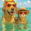 Cat And Dog Vacation Paint By Numbers