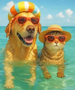 Cat And Dog Vacation Paint By Numbers