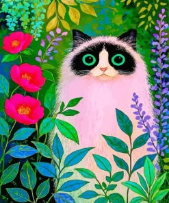 Cat And Flowers Paint By Numbers