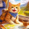 Cat On A Trip Paint By Numbers