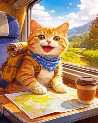 Cat On A Trip Paint By Numbers 