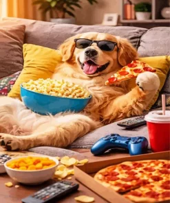 Dog Eating Pizza Paint By Numbers