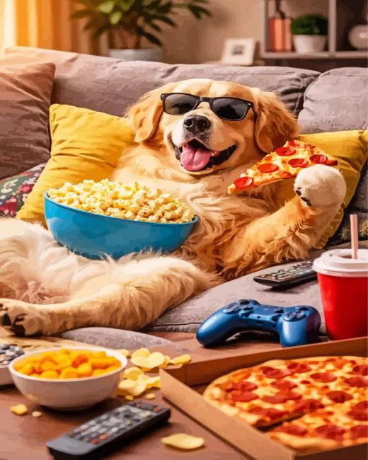 dog eating pizza paint by numbers Dog Eating Pizza Paint By Numbers