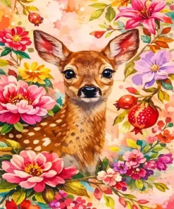 Floral Deer Paint By Numbers
