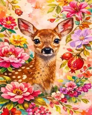 Floral Deer Paint By Numbers