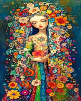 Floral Girl Art Paint By Numbers