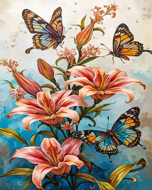 flowers and butterflies paint by number Flowers And Butterflies Paint By Numbers