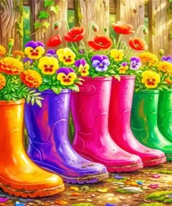 Flowers Boots Paint By Numbers