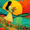 Girl And Flowers Paint By Numbers