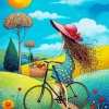 Girl Biking Art Paint By Numbers