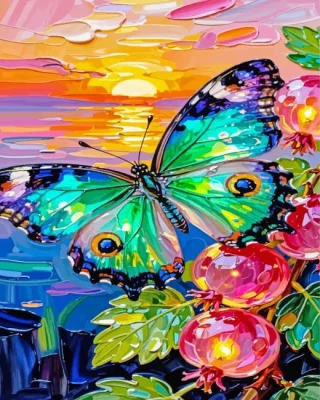 Green Butterfly Paint By Numbers