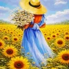 Lady And Sunflowers Paint By Numbers