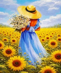 Lady And Sunflowers Paint By Numbers