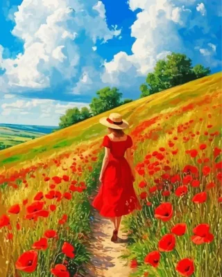 Lady In Red Dress Paint By Numbers 