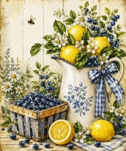 Lemons And Blueberries Paint By Numbers