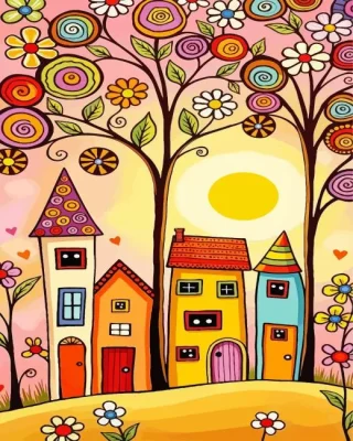 Whimsical Houses Paint By Numbers